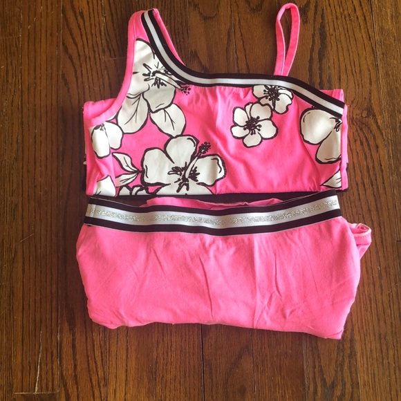 Justice pink, black and white tank top, skirt set - Picture 1 of 2